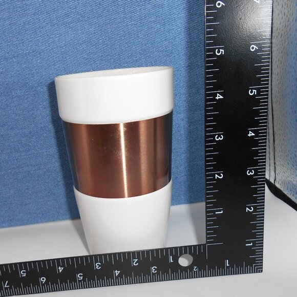 STARBUCKS 2012 COPPER BAND WHITE BASE CERAMIC COFFEE TEACUP MUG TUMBLER - Picture 7 of 7